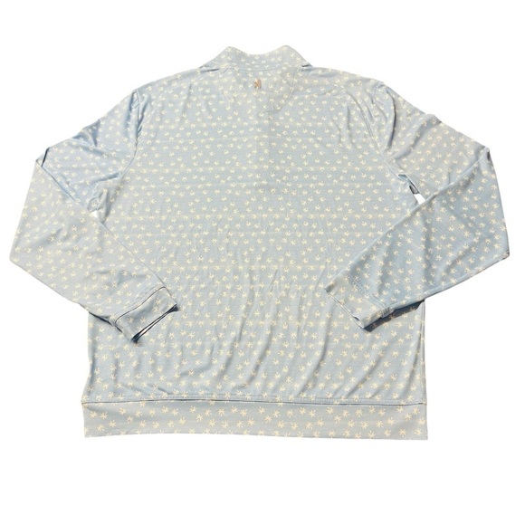 JOHNNIE-O MEN’S LIGHT BLUE PALM PRINT 1/4 ZIP PULLOVER SURF SWIM TOP SIZE MEDIUM - Picture 2 of 9